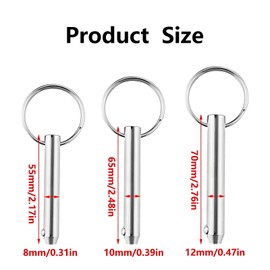 4 Pcs Stainless Steel Quick Release Pin with Spring Loaded Ball End Circle Ring Stainless Steel, Bimini Tops for Boats Accessories (10x65mm)