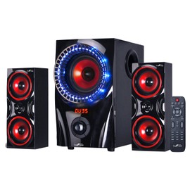 beFree Sound BFS-99X 2.1 Channel Surround Sound Bluetooth Speaker System, Red