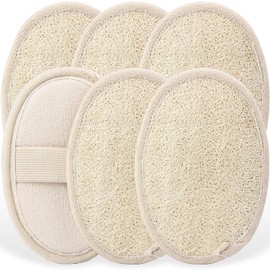 Esponja Loofah, Paquete de 6 Depurador de Esponja de lufa Natural, Baño Suave Exfoliar el Cuerpo Limpieza Profunda Esponjas Exfoliantes, Fáciles de Limpiar y Cuidado de la Piel Ducha SPA (5x7inch)