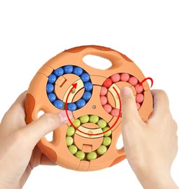 KAMINRUN Fidget Toys - Sensory Toys for Kids, Puzzles Games for Teenage/Adults, Stress Relief Gifts, Learning & Education Kids Toys, Anxiety Relief Rotating Magic Bean Puzzle Cubes(Yello)