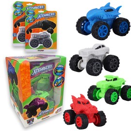 #sbabam Funny Box Xtendezz Monster Trucks, Soft Children's Toy Cars, Pack of 2, Children's Toy for Newspaper Kiosks - Super Stretchy Durable Machine for Children's Gifts, +3 Years