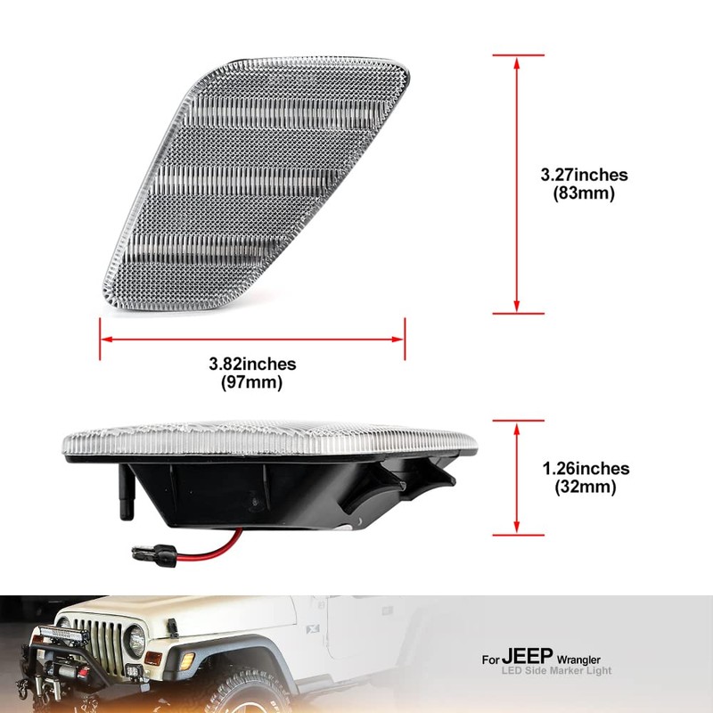 NSLUMO 2 x LED mudguard side indicators for Je.ep Wrangler
