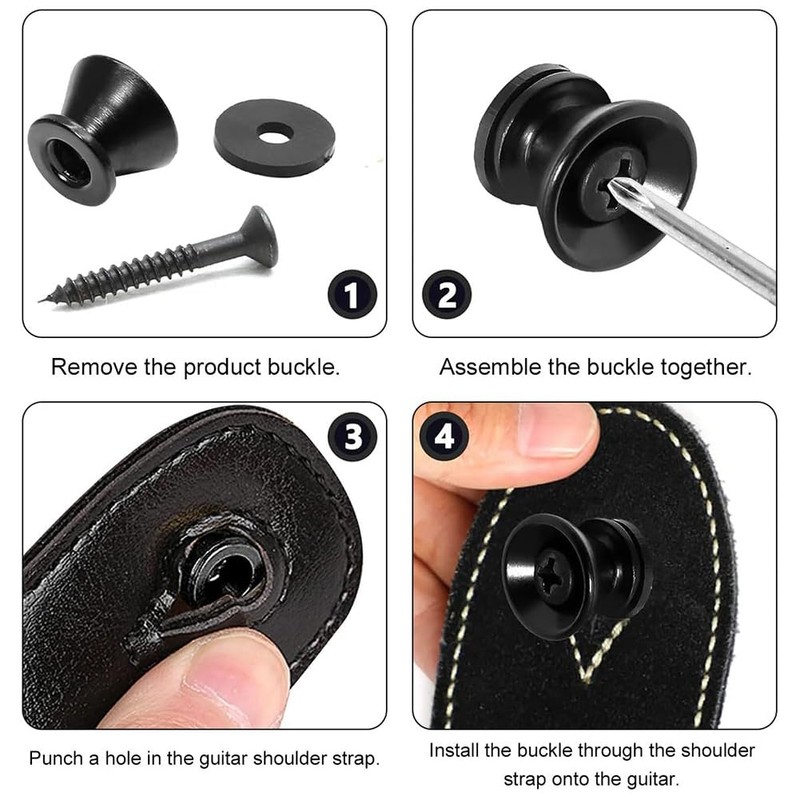 Guitar Strap Fixator, Guitar Strap Blocks, 9 Pieces Metal Guitar