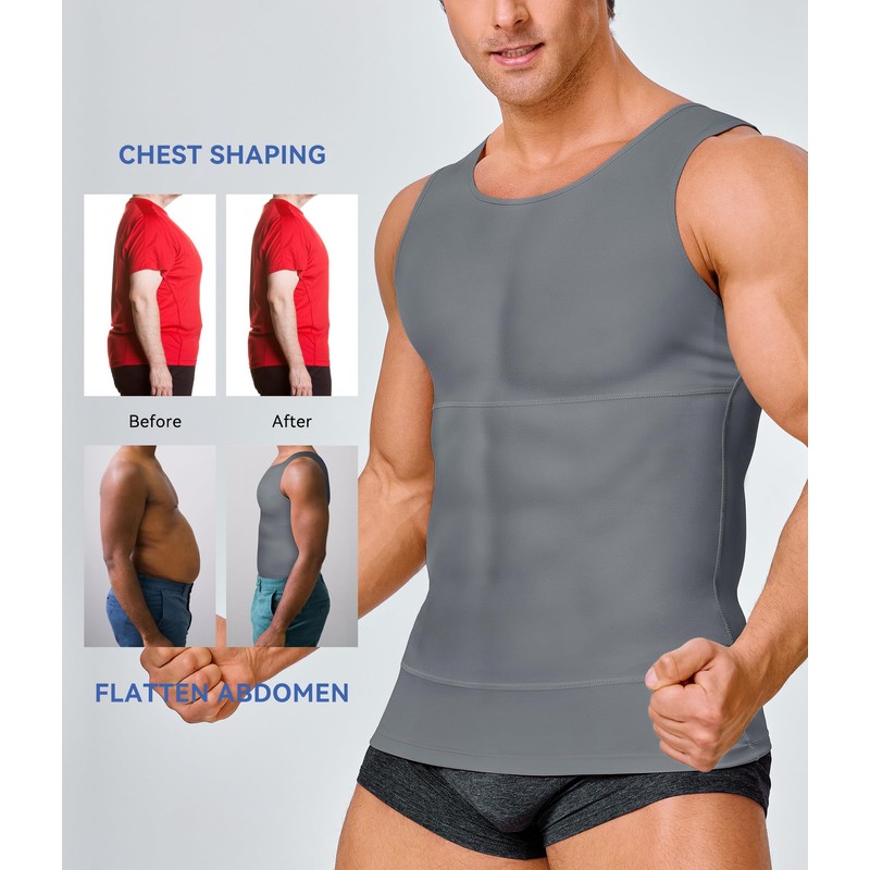 Mens Compression Shirt Vest Workout Tank Tops Abs Abdomen Undershirts