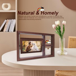 Pet Memorial Frame for Dogs, Rotating Wooden Dog Picture Frame Set 4x6 for Mom Dad - Dog Bereavement Remembrance Photo Frame in Loving Memory - Pet Sympathy Gifts for Loss of Dog, Double-Sided Display-Horizontal