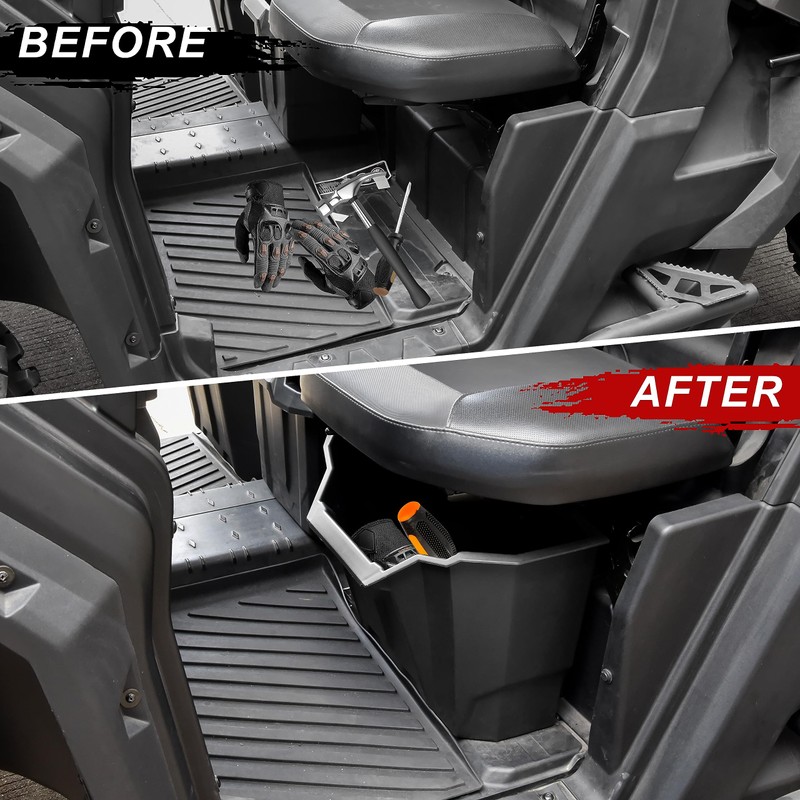 SAUTVS UTV Under Seat Storage Box, Driver Underseat Storage Bin