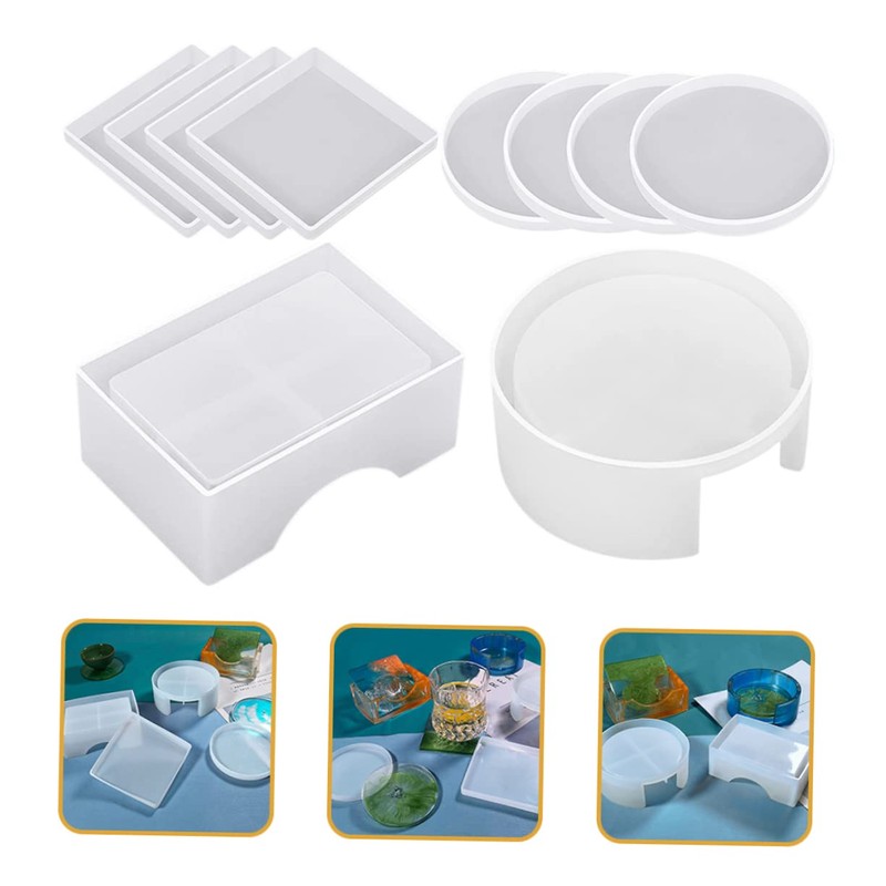TEHAUX 1 Set Coaster Mold for Epoxy Resin Flexible and