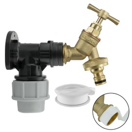 AP Supplies Wall Flange Kit Components: Wall Plate Elbow, ¾ Brass Garden tap, Click-Lock Hose Fitting, PTFE Tape - Designed for use with 25mm MDPE (Medium-Density polyethylene) Pipes
