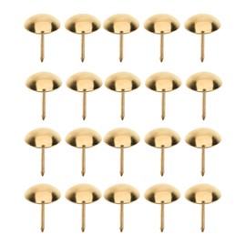 MroMax Upholstery Nails Tacks 0.47" Head Dia Iron Modern Style Metal Round Thumb Push Pins 0.67" Height for Furniture Decoration Chair Hardware Cork Board Sofa Headboards Golden Tone 25Pcs
