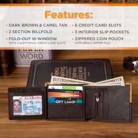 Two-Tone Genuine Leather Wallet w/Cross Stud