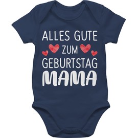 Shirtracer - Baby Bodysuit Boy Girl - Sayings - Happy Birthday Mum White, 1 Navy Blue