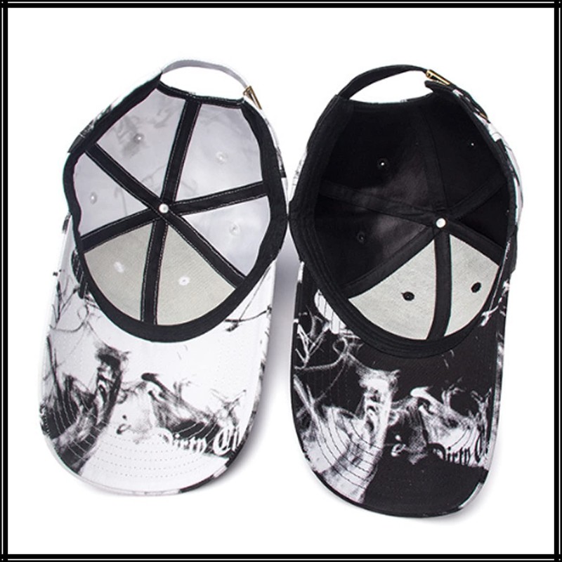 White Fang CA487 Caps, English Letters, Marble Pattern, Brim Length,