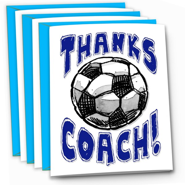 Play Strong 3-Pack Thanks Soccer Coach You're Awesome 3-Pack (5x7) Greeting Thank You Cards Set Amazing for Futbol Soccer Players, Teams, Coaches, Family and Fans - Your Coaches Will Love 'Em!