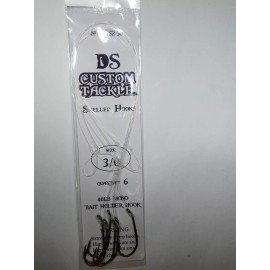 DS Custom Tackle Snelled Baitholder Octopus hooks 6 per pack with a 12 inch leader sizes 8 to 4/0 - 3/0