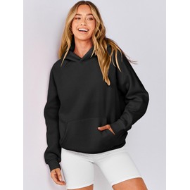 ANRABESS Women Hoodies Oversized Fleece Long Sleeve Comfy Casual Basic Pullover Sweatshirts 2025 Fall Outfits Y2K Clothes Black Medium