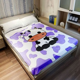 OHTMTHO 50"x60" Purple Cow Print Blanket Cute Animal Plush Blanket Super Soft Warm Lightweight Fleece Throw for Couch Sofa Bed