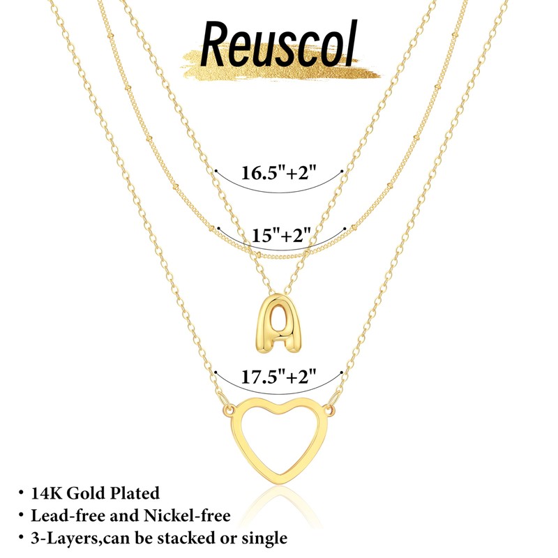 Reuscol 14K Gold Plated Initial Necklaces for Women Letter Q