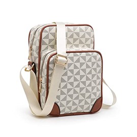 Premium Lux Details Women's Large Crossbody Fashion Travel Bag, Water resistant, Adjustable Strap, Premium Stiching, Vanilla