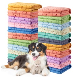 Tatuo 22 Pcs Dog Towels for Drying 20 x 40 Inch Pet Bath Towels Absorbent Microfiber Towel Quick Drying Puppy Bathing Supplies for Small Medium Large Dog Puppy Cat(Colorful,Rabbit Pattern)