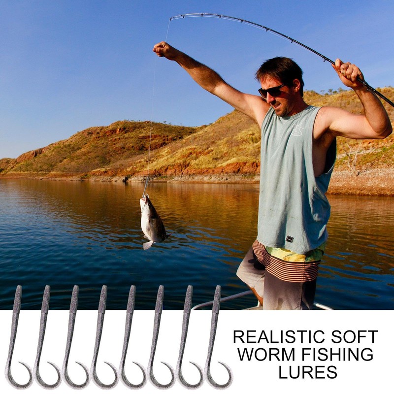 Worm Bait, Realistic Fishing Soft Worm Lures, Reusable Swim Hook