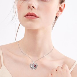 DAOCHONG S925 Sterling Silver Rib Gothic Skull Bone Pendant Heart Necklace for Women Men Jewelry