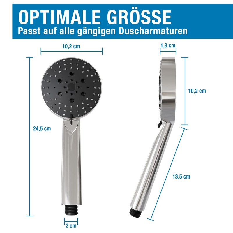 ATHLON TOOLS Duschkopf wassersparend - 5 Strahlarten Duschbrause - Ø