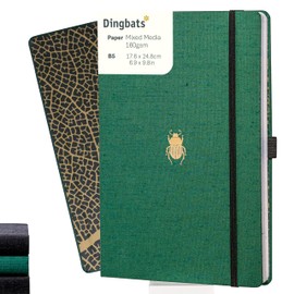 Dingbats* Pro B5 Plain Large Notebook - Textile Cover, Thread-Bound Journal - For Work, Travel - Pocket, Elastic Closure, Pen Holder, Bookmark