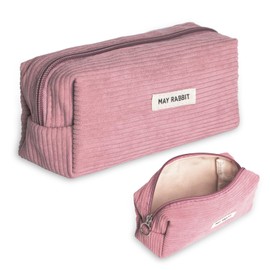 ICKEYOU Pencil Case Corduroy Fabric Girls Teenager Pencil Case Pencil Case Stationery Organiser Bag Large Storage Capacity Pencil Case for School Office, pink, Pencil case