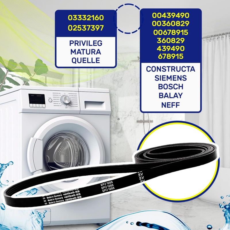 V-belt washing machine Poly-V 1255 EPJ 5 with the original