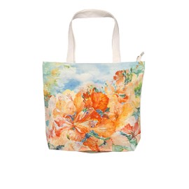 Canvas Tote Bag Reusable Vegan Unisex Grocery Fashion Bag (Golden flower)