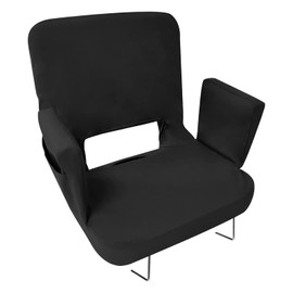 TOPSKY Stadium Seat with Back Support, Regular Size 18.7”Width (Seat 17”), 3 Reclining Positions, Wide Bleacher Seats with 2 Hook, Picnic Seat (Black)