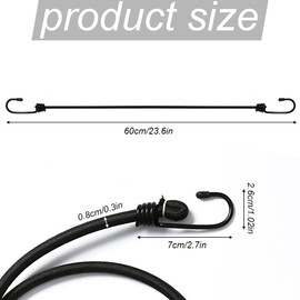 5 Pcs Bungee Cords Heavy Duty Outdoor 24 Inch with Hooks, Elastic Tie Down Straps with Hooks, Assorted Sizes of Traps Clips, Bungee Ropes for Outdoor, Camping, Luggage, Bike Rack