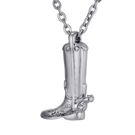 FCZDQ Cremation Jewelry Cool Army Boots Ashes Necklace Urn Pendant for Men & Cowboy Memorial Keepsake with Funnel Kit