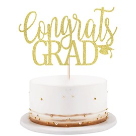 LVEUD Decoración para tartas de graduación de felicitaciones, decoración para tartas de graduación 2023 (dorado)