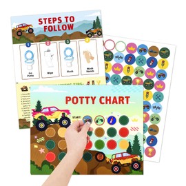 10 Pcs Monster Truck Potty Training Sticker Chart, Potty Training Chart for Boys and Girls, Potty Reward Chart Stickers, Potty Training Chart with Stickers, Potty Sticker Chart for Toddlers Boy (10)