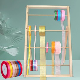 Large Ribbon Storage Rack Ribbon Organizer Storage Wooden Ribbon Holder 4 Tier Ribbon Holder Organizer Rack Sewing Thread Organizer Spool Rack for Arts and Crafts Supplies