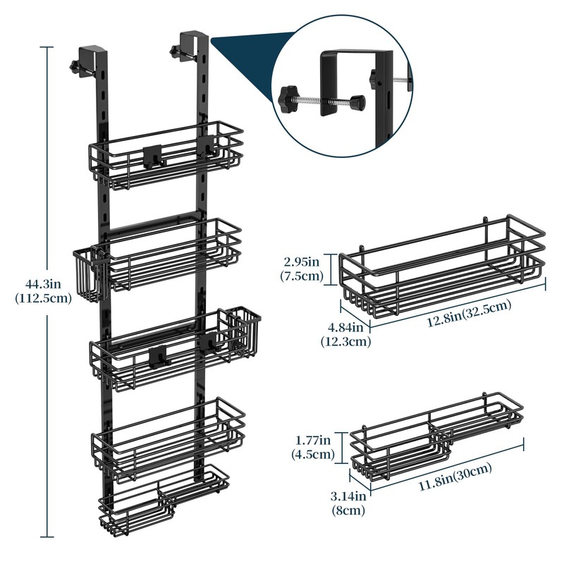Consumest Over The Door Shower Caddy - 5 Tier Adjustable