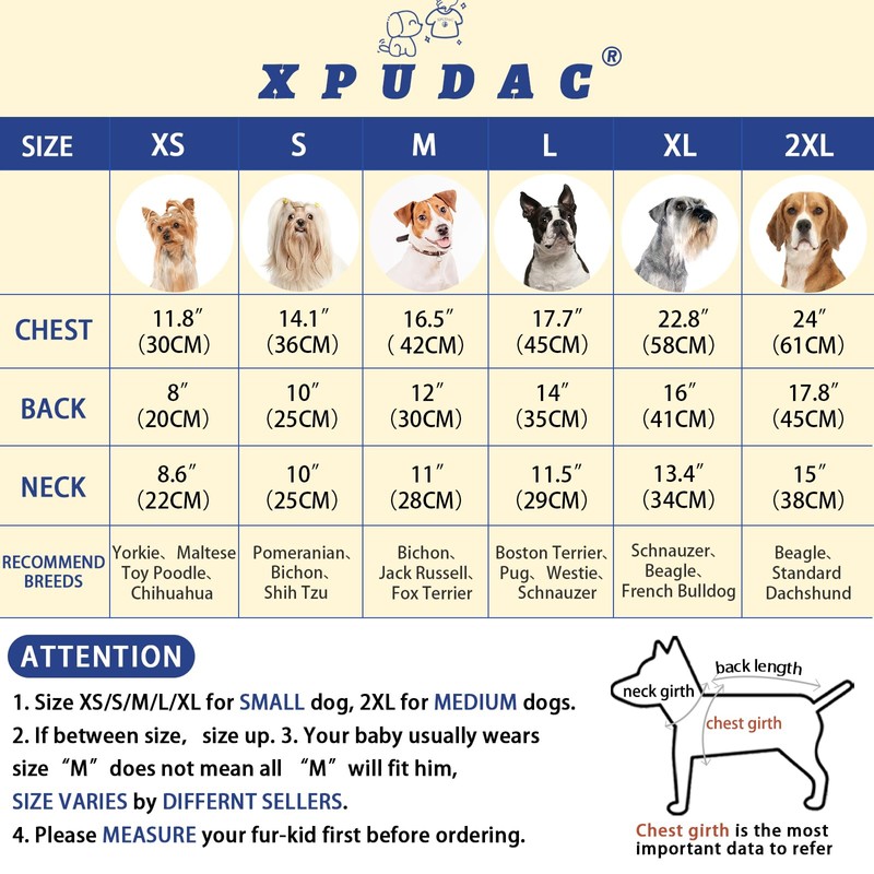 XPUDAC - Pijama de forro polar para perros pequeños y