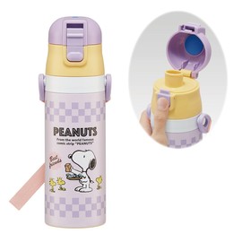 Skater SDC4-A Children's Stainless Steel Water Bottle, Direct Drinking 16.5 fl oz (470 ml), Snoopy 80s, Cafe, Kid-friendly Lightweight, Cold Insulated, Sports Bottle, Cute, For Kids