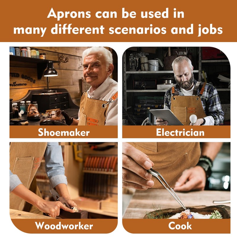 INMTIE Adjustable men's heavy-duty work apron, thick wax canvas woodworking