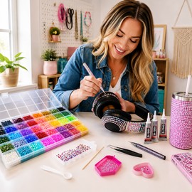 Resin Rhinestone Kit for Bedazzling – 40-Color Flatback Gems with DIY Tools for Nails, Tumblers, Crafts & Accessories