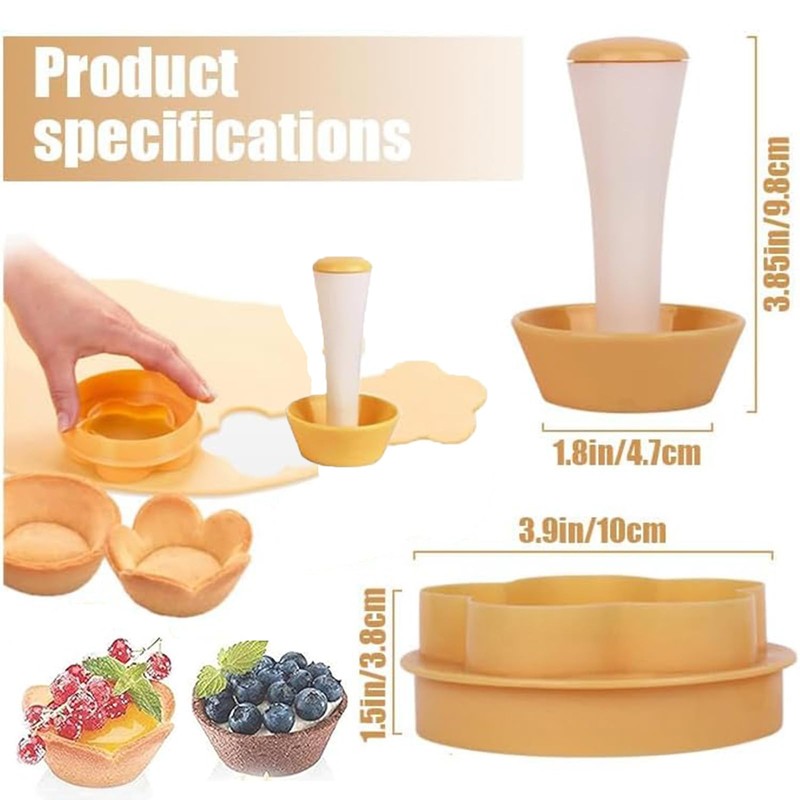 Crovakeu 1 Set Reusable Tart Tamper Kit with Flower Plunger
