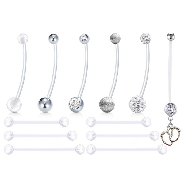 AceFun Belly Button Piercing Pregnancy Plastic Pregnancy Piercing Long Bioflex