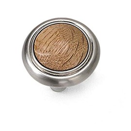 Laurey 15434 First Family 1-1/4-Inch Diameter Knob, Satin Chrome with Oak Inset