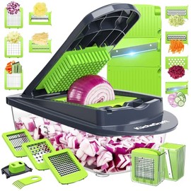 KucheCraft Vegetable Chopper, 11-in-1 Onion Chopper, Pro Food Chopper, Kitchen Chopper Vegetable Cutter Dicer with 9 Blades, Veggie Chopper with Container, Fruit Potato Onion Chopper Slicer