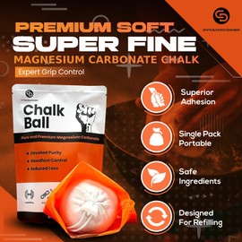 DYNAMICCOMBO Chalk Ball | Gym Chalk in Single-Pack Refillable Sock | Workout Chalk for Weightlifting, Gymnastics, Rock Climbing - 60g