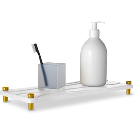 Sink Instant Dry Sink Organizer Gold Tone Riser Sponge Soap Dispenser Holder with Metal Feet Stone Rack Stone Sink Tray