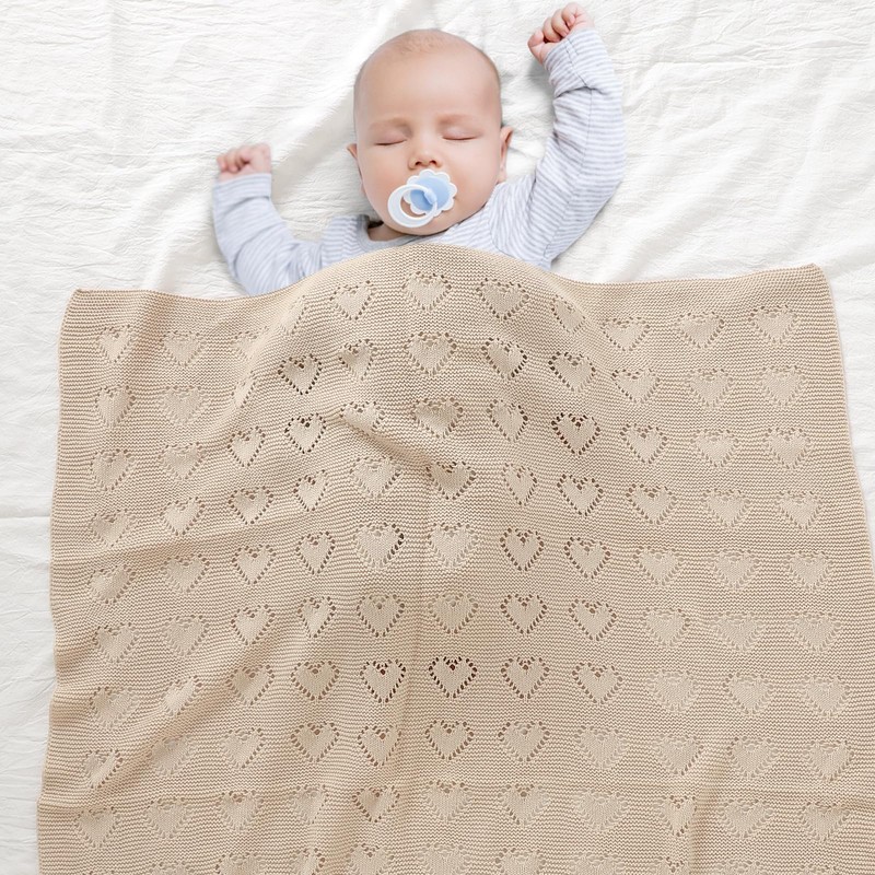 mimixiong 100% Cotton Knitted Cellular Baby Blanket, 100 x 80cm