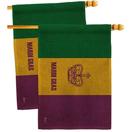 Mardi Gras House Flags 2 pcs Pack Springtime Carnival Festival Masquerade Celebration Season Holiday French Small Decorative Gift Yard Banner Double-Sided Made In USA 28 X 40