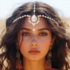 Reaky Rhinestone Head Chain Gold Tone Crystal Headpiece Headpiece for